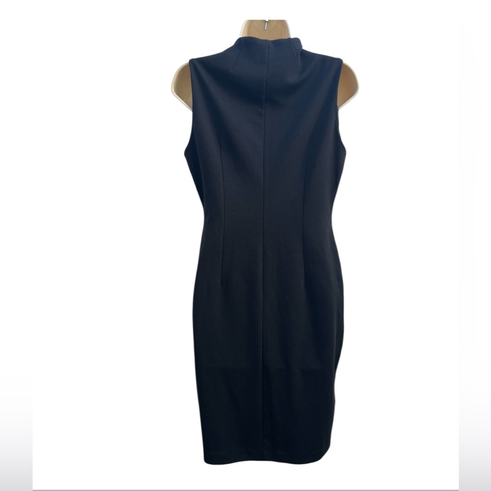 Calvin Klein Women's Size 8 Black Gold Double Zippers Design Sheath‎ Dress Work - Picture 3 of 11